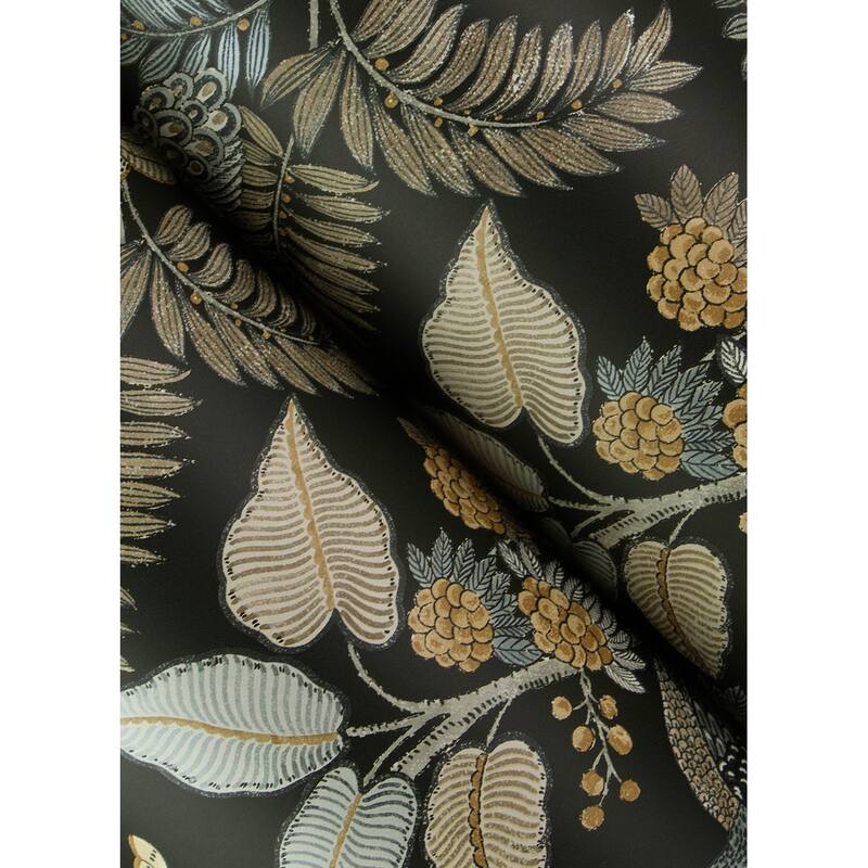 Chris Loves Julia x A-Street Prints Geneva Black Peacock Paradise Wallpaper