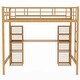 preview thumbnail 18 of 20, Full Size Metal Loft Bed with Built-in Ladder, Desk and Mesh Shelves, Kids Teens Bed Frame with Full-Length Guardrails