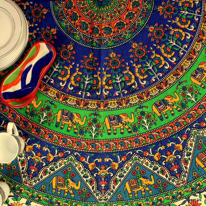 Cotton Secret Elephant Floral Tablecloth Rectangle - 54 x 84 in