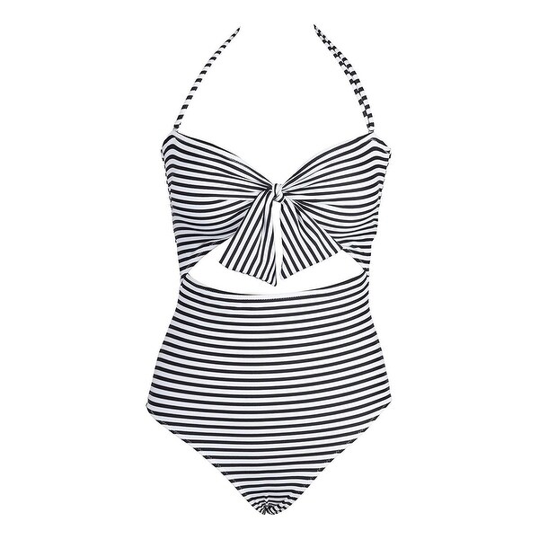 cupshe black and white striped one piece