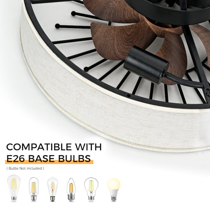 20-Inch Indoor Black Low Profile Cage Ceiling Fan - 20 Inches