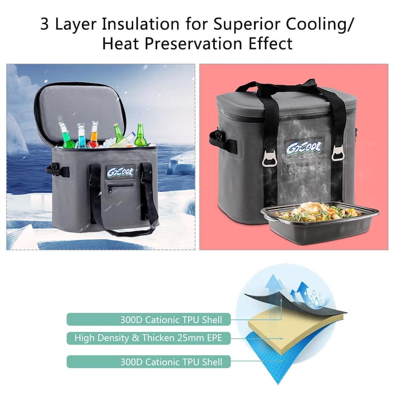 Gymax Insulated Lunch Box Lunch Bag 24-Can Soft Cooler Bag