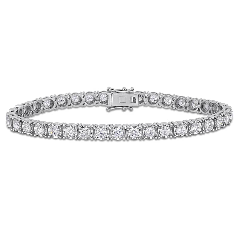 Miadora 14k White Gold Diamond Tennis Bracelet 1 1/3 to 6 1/10ct TDW - 5.10 Carats