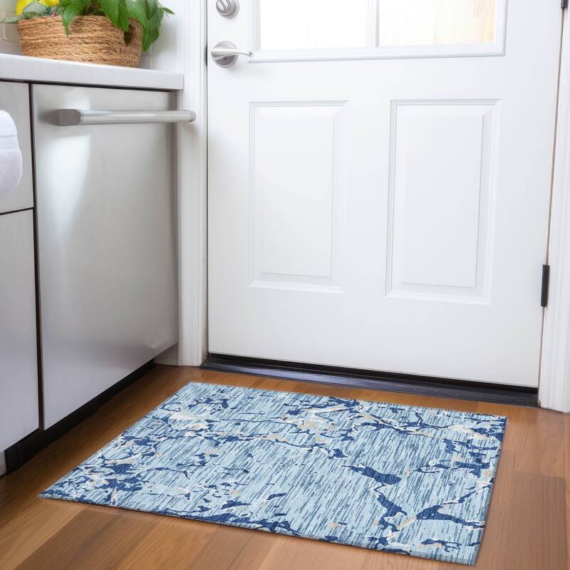 Premium Washable Super Soft Abstract Abrash Mayfield Rug - Denim - 1'8" x 2'6"
