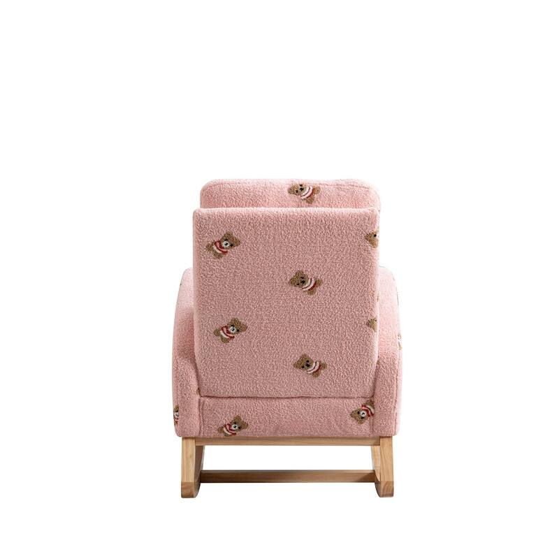 26.8"W Rocking Chair for Nursery, Boucle Nursery Chair With Side Pocket