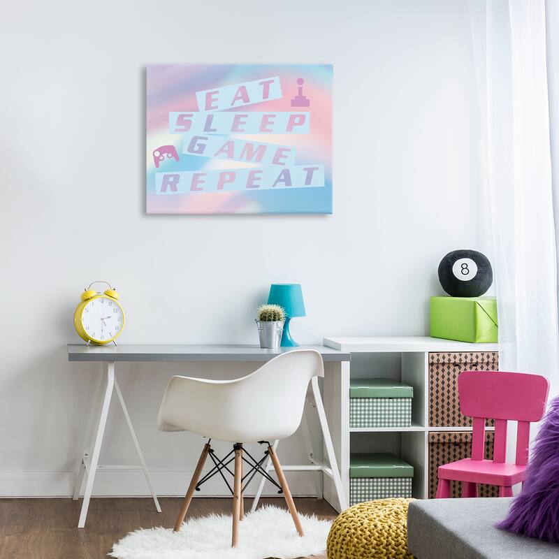 Stupell Pastel Eat Sleep Game Canvas Wall Art Design By Yass Naffas Designs