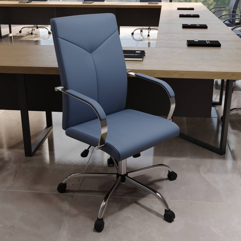 Sonora Ergonomic High Back Leather Office Chair with Lumbar Support, Adjustable Height, Tilt Lock, Chrome Frame & Swivel Casters