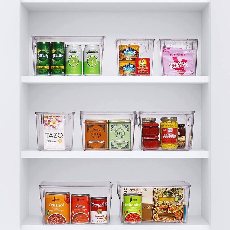 Clear Plastic Storage Bin Container Set Organizer for Kitchen, Fridge and Pantry - 6-Pack