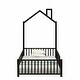 preview thumbnail 1 of 14, Black Metal House Platform Bed with Guardrail and Chimney Twin