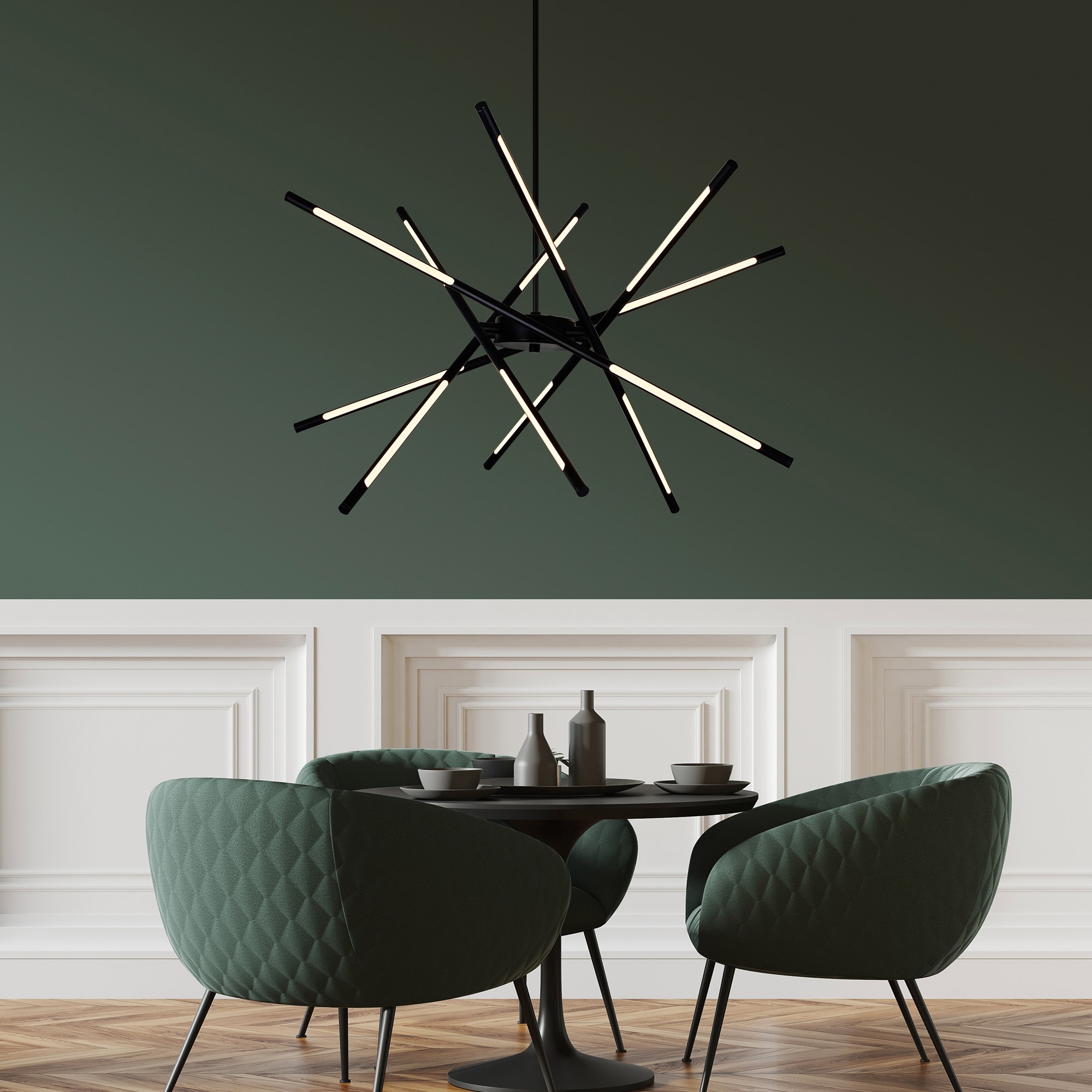 CWI Lighting Oskil Integrated LED 31in Black Chandelier
