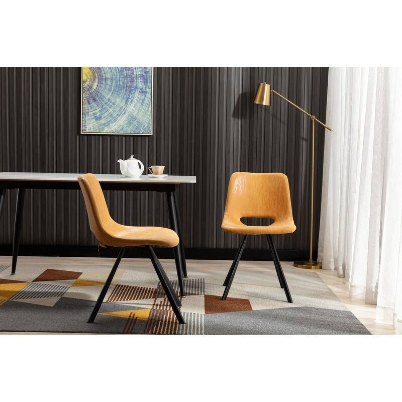 Modern Faux Leather Dining Chairs with Metal Frame (Set of 2) - 20'' H x 14.5'' W x 20'' D