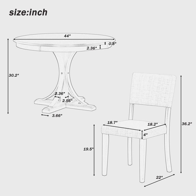 5-Piece Retro Round Dining Table Set