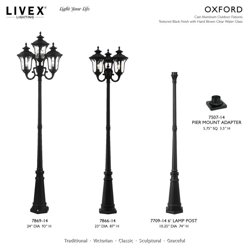 Livex Lighting Oxford 4 Light 93" Tall Outdoor Multi Head Post Light