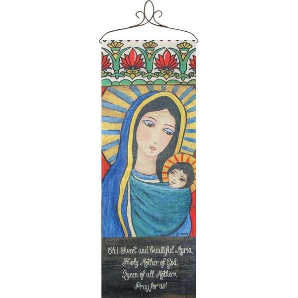 36.5" Blue and Yellow Saint Maria Printed Decorative Rectangular Wall Panel - N/A
