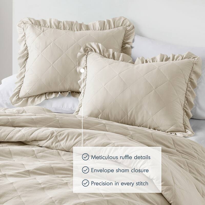 Chelsea Square Himari Diamond Quilted Ruffle Edge Comforter Set