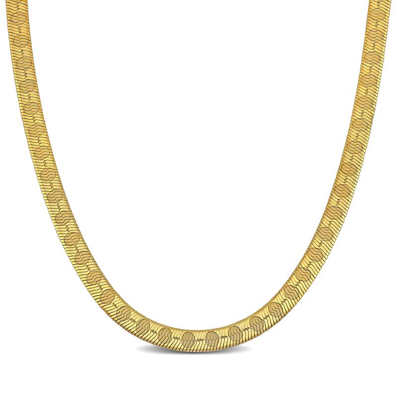 Miadora 4.5mm Fancy Herringbone Necklace in Yellow Plated Sterling Silver