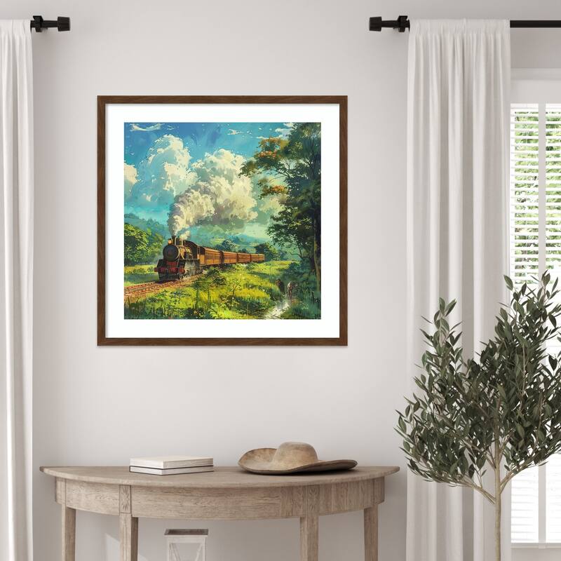 Train Steam Engine by Tradelink inhouse artist Wood Framed Wall Art Print