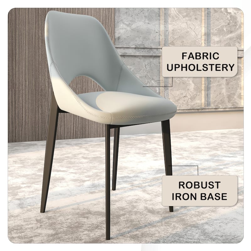 Amalfi Set of 2 Dining Chairs- Elegant Mid-Century Modern Chair w Open Back & Metal Legs for Kitchen, Dining Room & Small Spaces