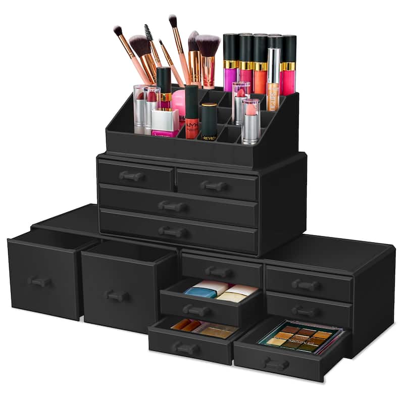 Sorbus Large Makeup Organizer and Storage for Vanity - 9.25" L x 5.25" W x 15.75" H - Black