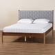 preview thumbnail 9 of 8, Estela Mid-Century Modern Grey Woven Fabric and Walnut Brown Wood Queen Size Platform Bed