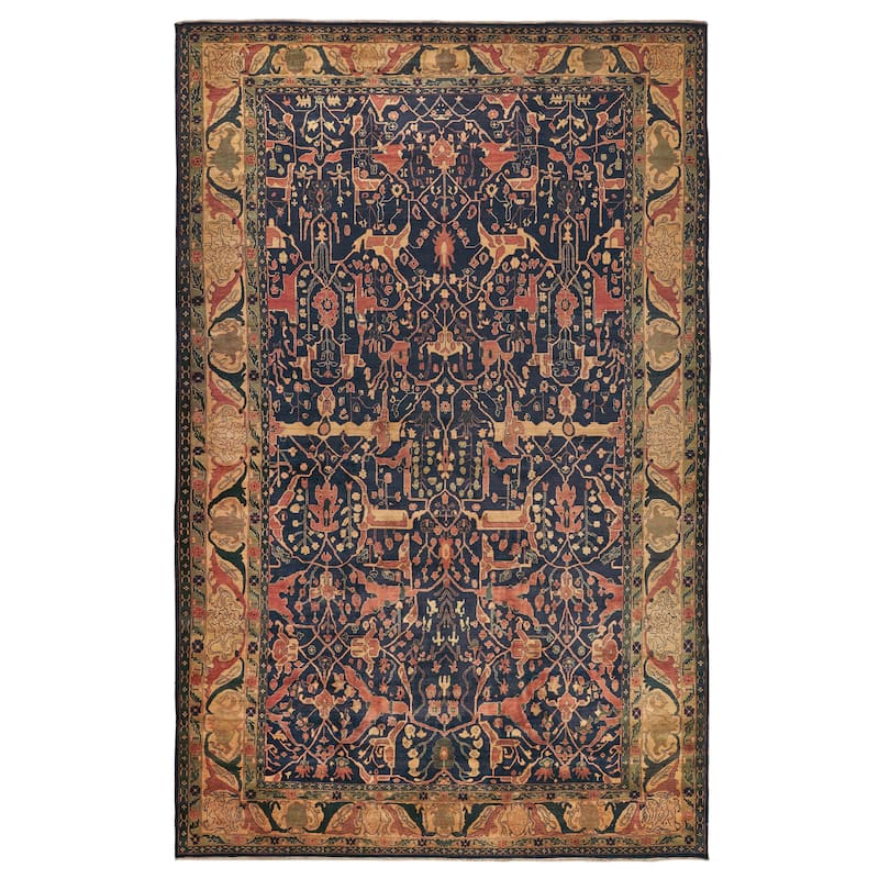 EXQUISITE RUGS ONE-OF-A-KIND Rare and Unusual Bijar Hand Knotted Navy Rug - 11'6"x18'