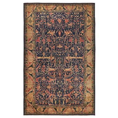 EXQUISITE RUGS ONE-OF-A-KIND Rare and Unusual Bijar Hand Knotted Navy Rug - 11'6"x18'
