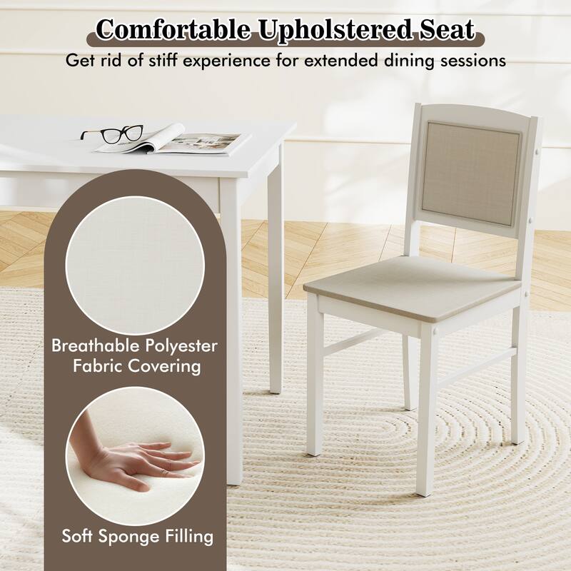 Gymax 5 PCS Dining Table Set for 4 w/Rubber Wood Legs Upholstered Seat
