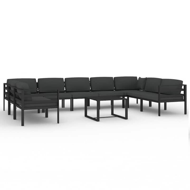 vidaXL Patio Lounge Set Outdoor Sectional Sofa Set Table Aluminum Anthracite - 27.6" x 27.6" x 25.4"