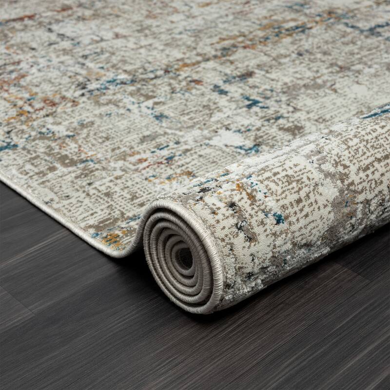 Distressed Abstract Area Rug - 2' x 6' Runner