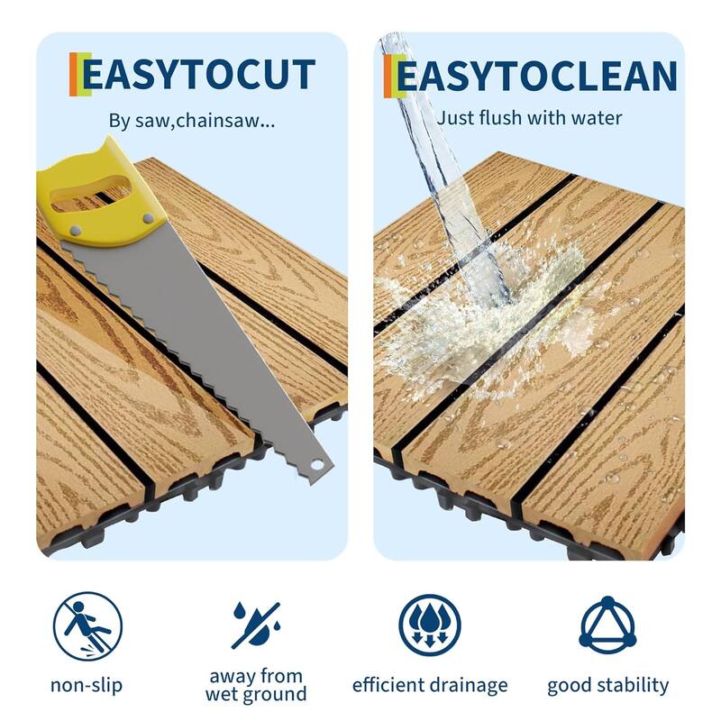 Interlinked-Style Composite Deck Tiles 12"x12"