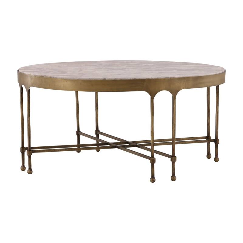 Furniture Classics Shirley Gold Iron Marble Inlaid Coffee Table