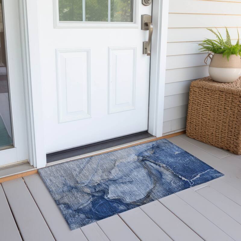 Machine Washable Indoor/ Outdoor Abstract Chantille Rug
