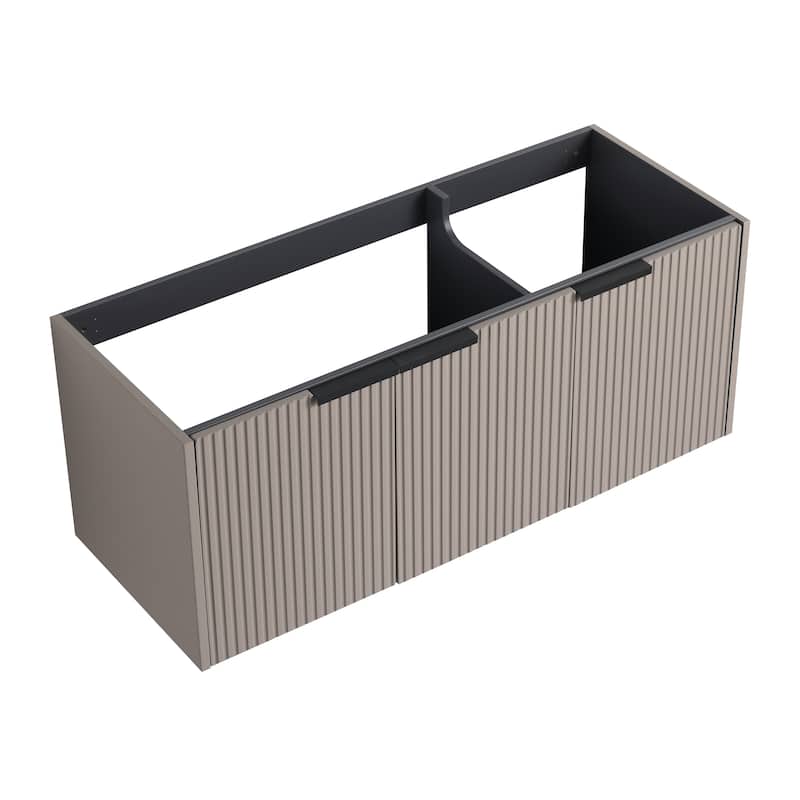 Modern 48 Inch Wall Mounted Bathroom Vanity Base with Soft-Close Doors, Cabinet Only without Sink - khaki