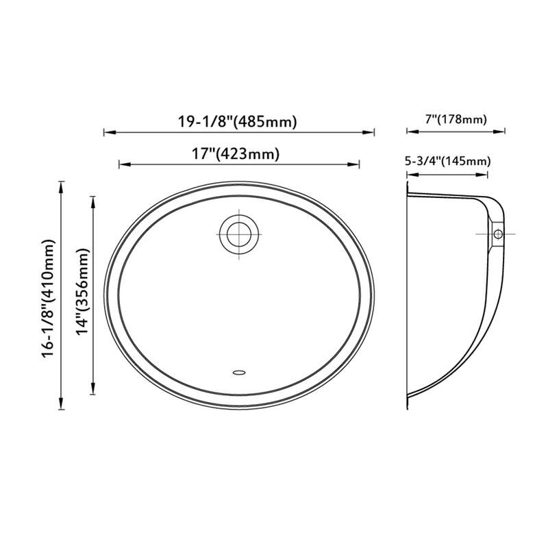 Dowell Undermount Single Bowl Stainless Steel Bathroom Sink - Oval - 19W x 16L x 7H - 19W x 16L x 7H