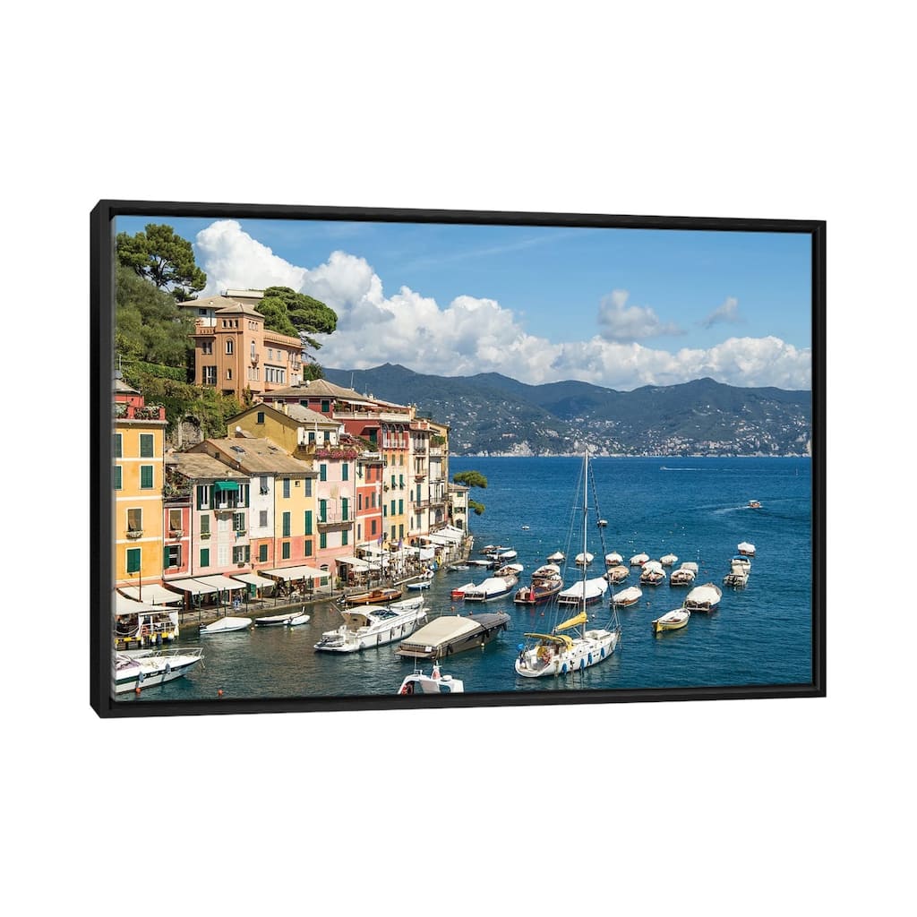 iCanvas "Portofino Yacht Harbour In Summer, Genoa, Italy" by Jan Becke Framed Canvas Print