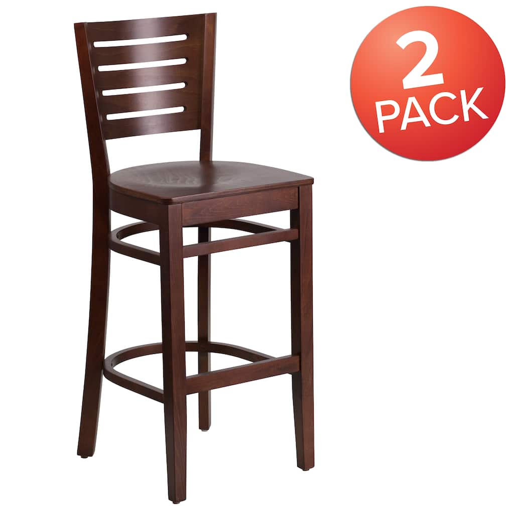 2 Pk. Darby Series Slat Back Wooden Restaurant Barstool - 16.75"W x 18"D x 43.5"H - 16.75"W x 18"D x 43.5"H