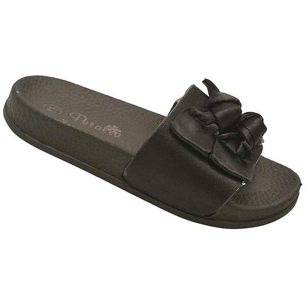 girls black slippers