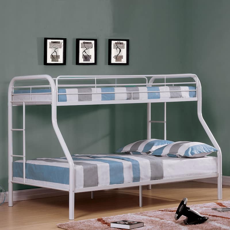 Furniture of America Hind Modern Metal Twin over Full Bunk Bed - White