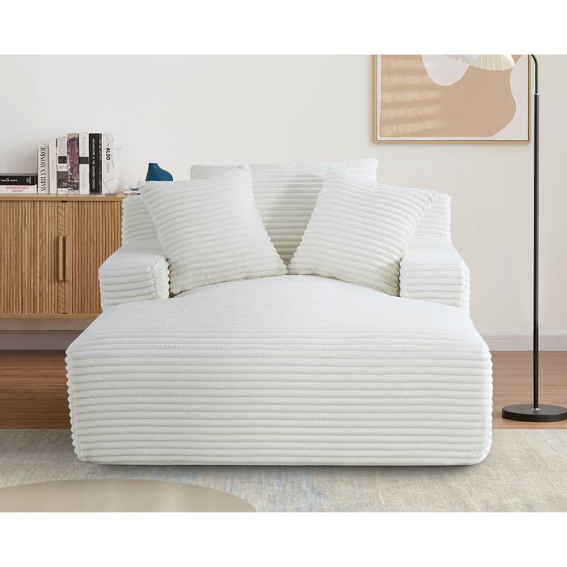 Oversized Corduroy Upholstered Sleeper Sofa Bed Cozy Cloud Chaise