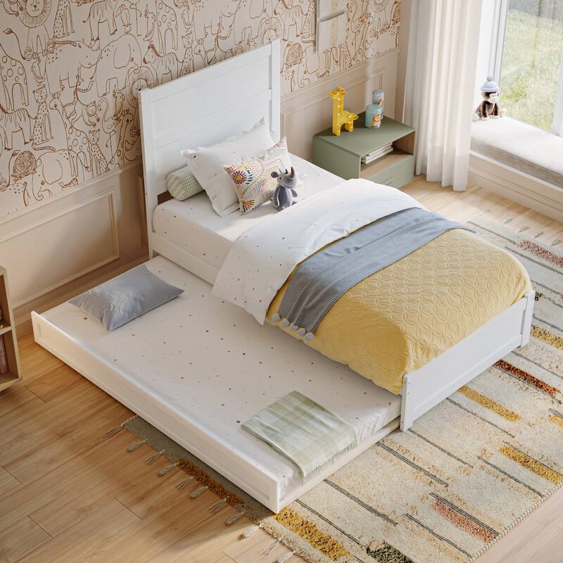 Aveline Wood Platform Bed with Matching Footboard & Trundle