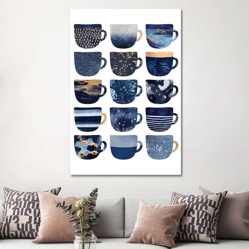 iCanvas "Pretty Blue Coffee Cups I" by Elisabeth Fredriksson Canvas Print