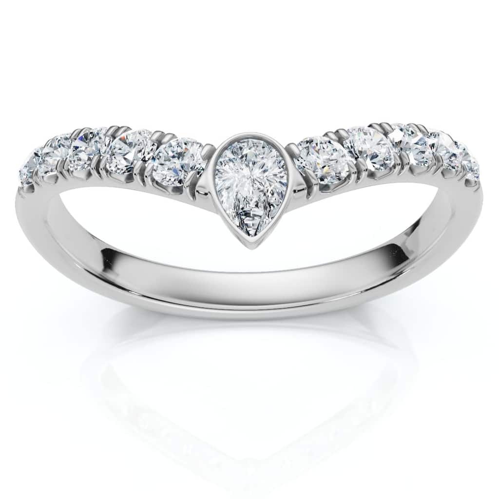 Bliss Diamond 1/4Ct Contour Wedding Band Gold or Platinum Lab Grown