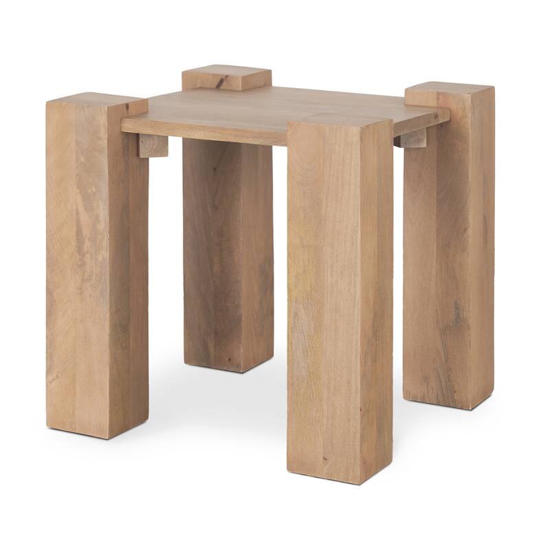 HomeRoots 23" Natural and Brown Solid Wood and Wood Tray Table - 23.00 in. x 21.75 in. x 23.00 in.