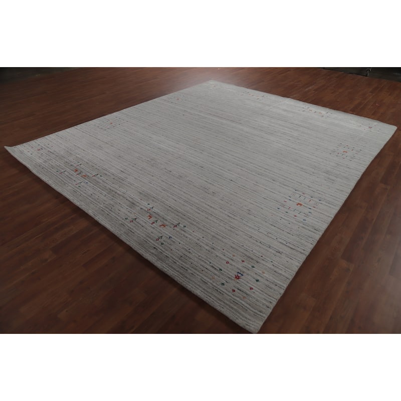 Hand Knotted Oriental 100% Wool Carpet Tribal Animal Pictorial Beige & Ivories Gabbeh Area Rug - 10' 0'' X 8' 6''