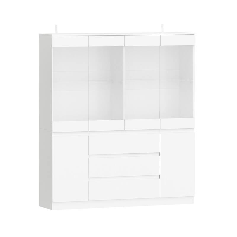 Modular Large display case,Bar Cabinet with glass doors,drawers,lights