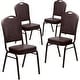 preview thumbnail 7 of 25, 4 Pack Crown Back Stacking Banquet Chair Brown Vinyl/Copper Vein Frame