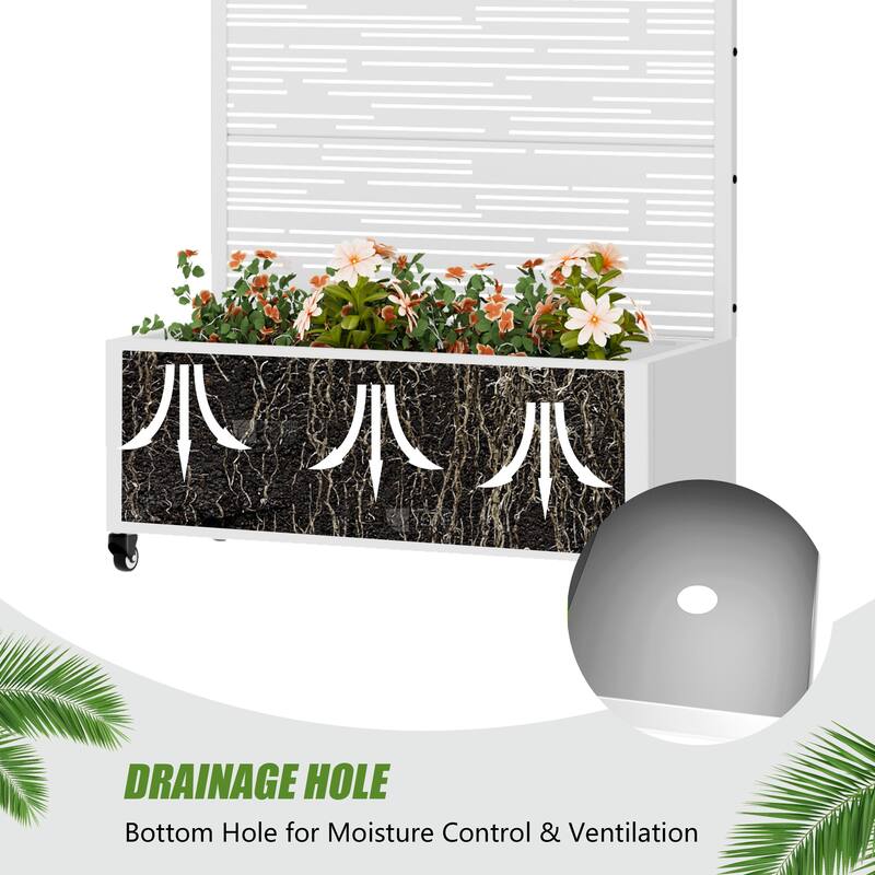 Raised Garden Bed Planter with Trellis Movable Planter Box with Lockable Wheels