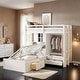 preview thumbnail 2 of 20, Twin Bunk Bed with Drawers, Wardrobe, Storage Shelves & Hydraulic Bed White