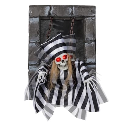 Black-White PE Fabric Animated Halloween Prisoner with Sound and Motion