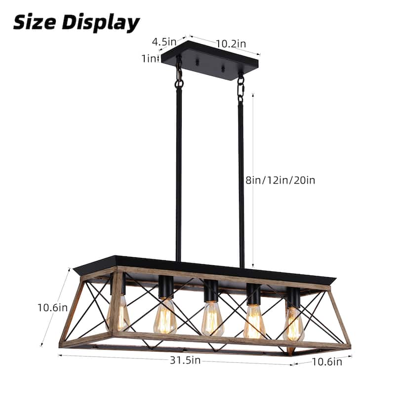 Mateo 31.5 in. 5-Light Farmhouse Chandelier Light with Caged Metal Shade